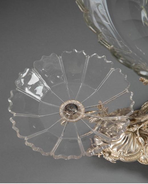 独角鹿西洋古董法国洛可可风格古典花叶主题镀银精雕装饰水晶托盘马蹄莲造型艺术摆件果盘 商品图3