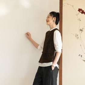 牧衣游原创 重磅格子肌理香云纱马夹老布手工感复古禅意上衣 之然