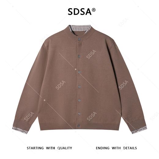 M053SDSA男士秋冬新款痞帅男装潮牌拼接假两件纽扣开衫针织衫百搭毛衣 商品图1