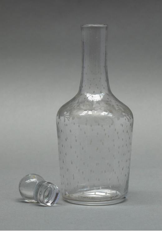 独角鹿西洋古董法国出品细木镶嵌烈酒箱装饰铜鎏金精雕支架配花叶纹蚀刻水晶古董酒具套件 商品图6