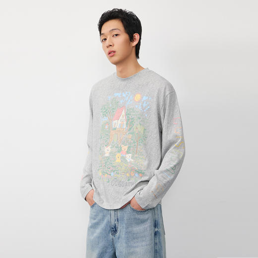 潮牌CC系列手绘涂鸦竹节棉长袖T恤男童趣宽松 舒适CC58TL01 商品图3