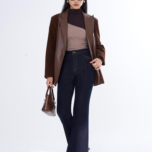 「自」全新升级【铂金会员146/天猫189/差价43】(11636)洛诗琳新款时尚原色牛仔裤2025秋季气质高腰直筒显瘦微喇裤 商品图0