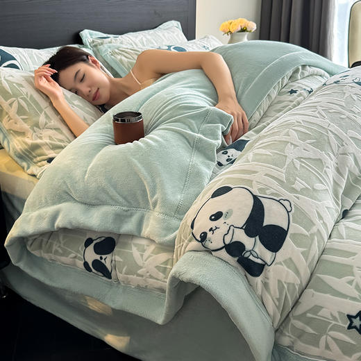 自然醒A类高克重5D立体浮雕宽边牛奶绒被套单件冬季双面珊瑚绒加厚被罩 QJ 商品图6