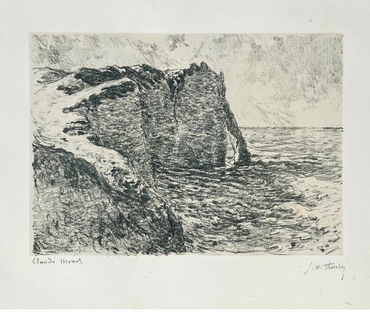独角鹿西洋古董1892年代法国巴黎Goupil出版印象派大师莫奈授权版画家Georges William Thornley出品限量石版画作品《海崖》 商品图1