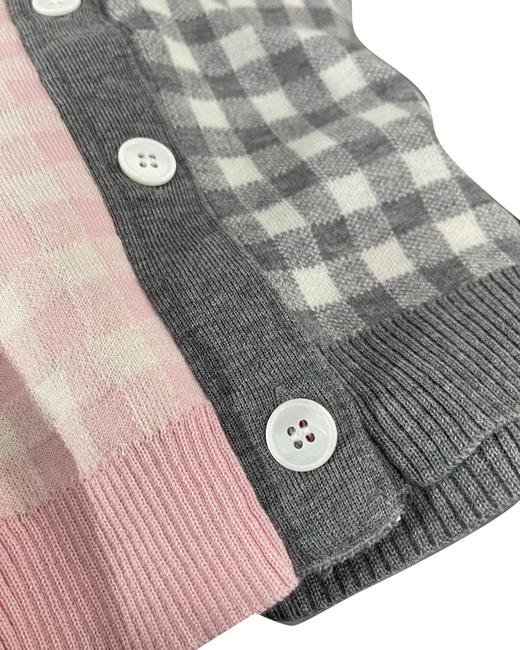 女款拼色格纹针织开衫毛衣022 商品图2