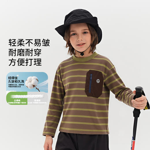 【七个萄子儿童条纹短袖T恤R74124】 吸湿排汗黑科技，透气百搭，棉感亲肤，学院风时尚穿搭 商品图2