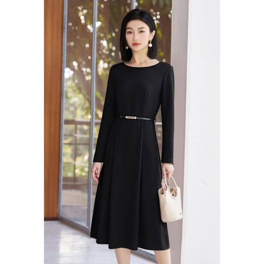 剩S 米思阳2026春季新款气质极简风优雅连衣裙轻礼服赫本风小黑裙女4336 商品图2