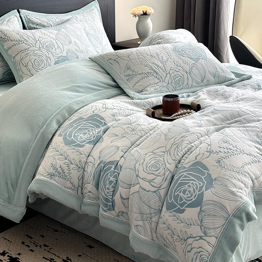 自然醒A类5D立体浮雕宽边牛奶绒四件套高档法兰珊瑚绒床单被套秋冬季轻奢床品QJ 商品图10