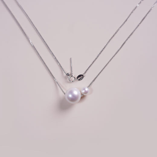 阮仕珍珠 双生花系列S925银 淡水珍珠链牌 6-6.5/11-12mm 正圆 极微瑕 极强光 商品图4