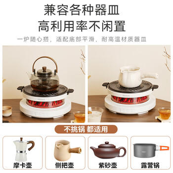 GLASSLOCK盖朗仿真碳火围炉煮茶套装春季户外露营野餐烧水煮茶炉全玻璃0胶水养生花茶壶恒温煮茶器电陶炉 商品图6