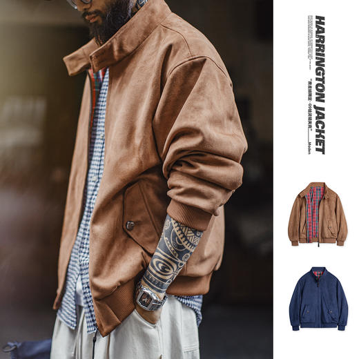 马登工装美式复古麂皮绒哈灵顿G9夹克美拉德vintage短款外套男秋 商品图0
