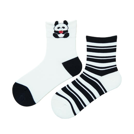 【6双6折】【7-10岁】大童AB款中筒时尚袜卡通熊猫男童袜子女童棉袜【2双装  2523203】 商品图4