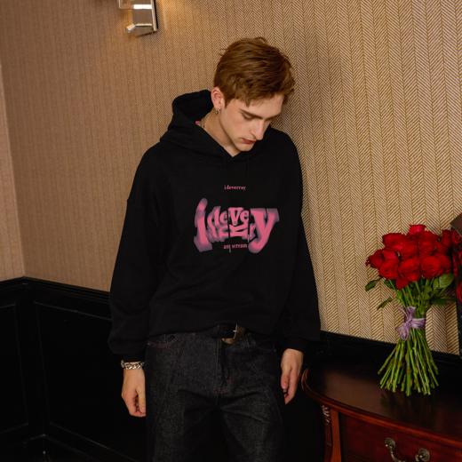 【明星同款】旋转字母LOGO毛圈长袖宽松百搭潮流时尚秋冬连帽卫衣男女同款21MQLM-TM1047 商品图2