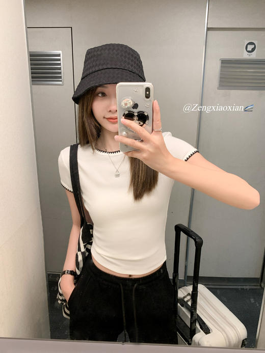 <曾小咸推荐>现货秒杀！微信超特价！2色简约撞色边修身显瘦短袖 日常119.99 立减60 秒杀59.99！ 商品图6