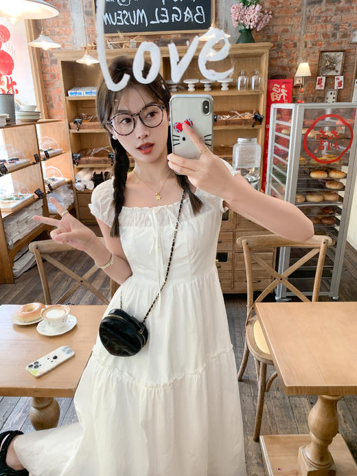 <曾小咸推荐>现货秒杀！微信超特价！甜美高腰显瘦白色A字连衣裙 日常229.99 立减120 秒杀109.99！ 商品图6