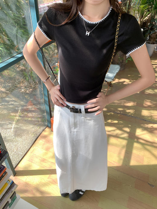 <曾小咸推荐>现货秒杀！微信超特价！2色简约撞色边修身显瘦短袖 日常119.99 立减60 秒杀59.99！ 商品图4