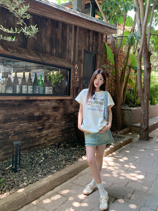 <曾小咸推荐>现货秒杀！微信超特价！浅杏色字母短袖  日常119.99 立减60 秒杀59.99！ 商品图11