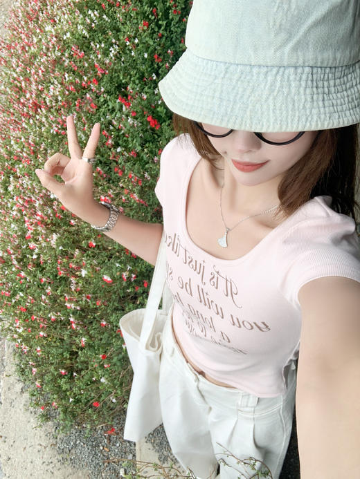 <曾小咸推荐>现货秒杀！微信超特价！字母印花修身短款短袖 日常99.99 立减50 秒杀49.99！ 商品图6