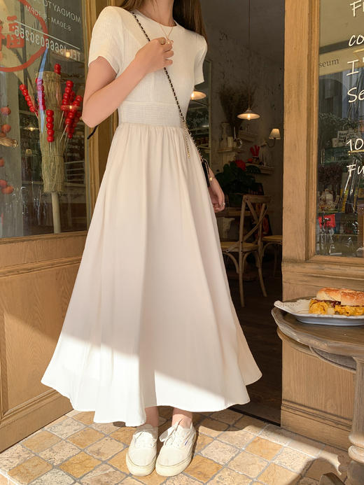 【189元任选2件】最后一波现货！韩系气质米杏色显瘦短袖连衣裙 商品图8