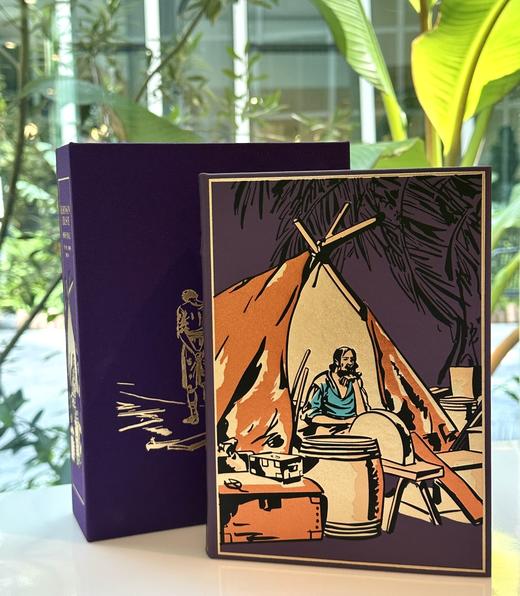 【限量真皮定制】《鲁滨孙历险记》暗紫-孤岛定制款，紫色牛皮，书口三面鎏金+雕刻图案 商品图1