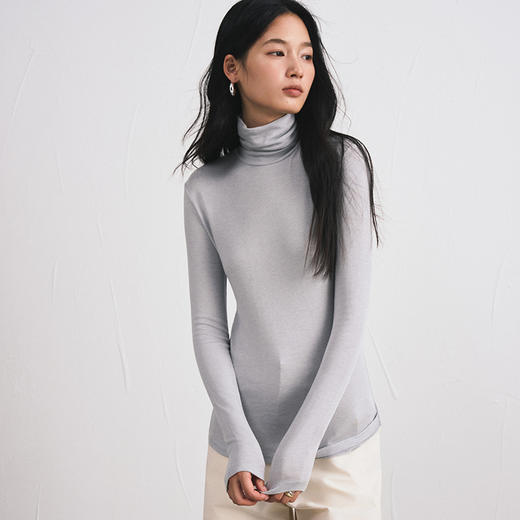 【软糯入心锁温系】山羊绒莫代尔混纺针织打底衫 商品图2