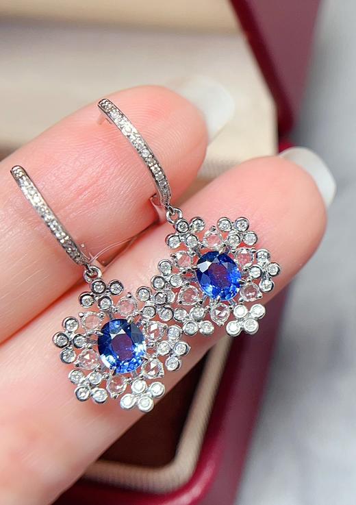 1.2ct刻面蓝宝石耳坠 商品图0