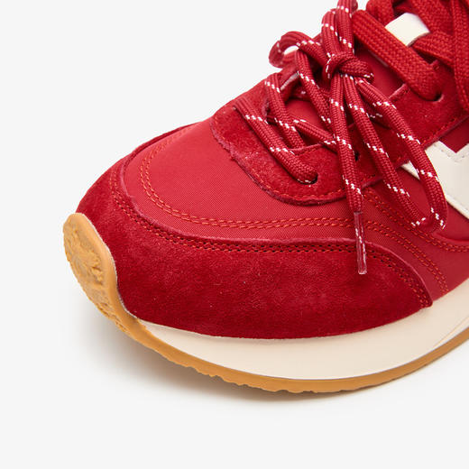 西遇德训鞋女新款秋季复古撞色系带休闲鞋红色软底轻便运动鞋V1857073 商品图5