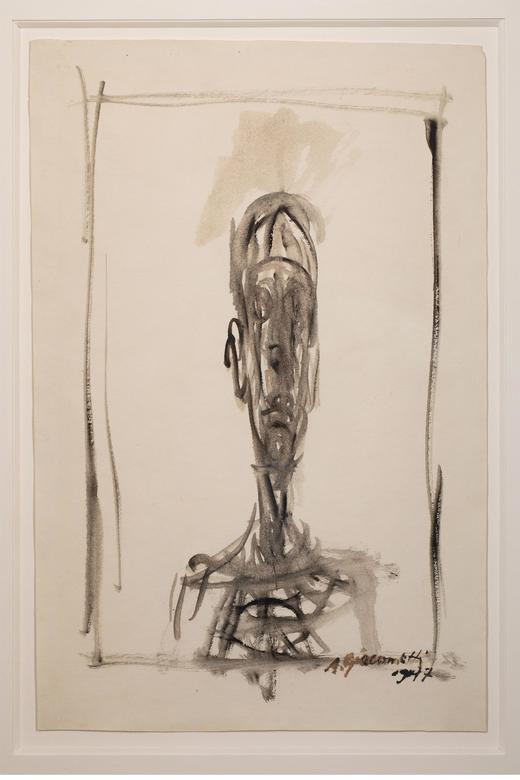 独角鹿西洋古董 瑞士艺术大师阿尔贝托·贾科梅蒂签名创作水粉纸本半身像作品《Portrait de Diego 迭戈肖像》 商品图3