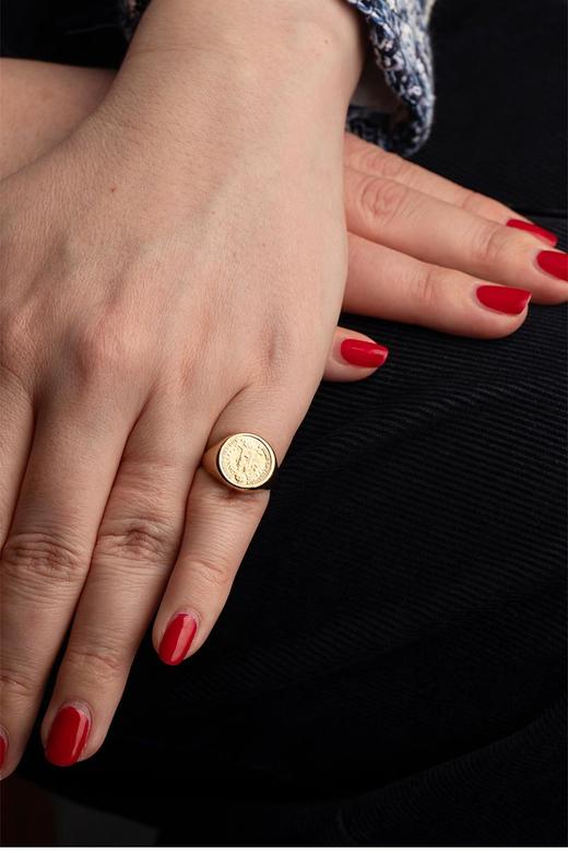 【已售】独角鹿西洋古董 奥地利出品黄金戒托镶嵌玛丽亚·特蕾西亚中古金币戒指 商品图0