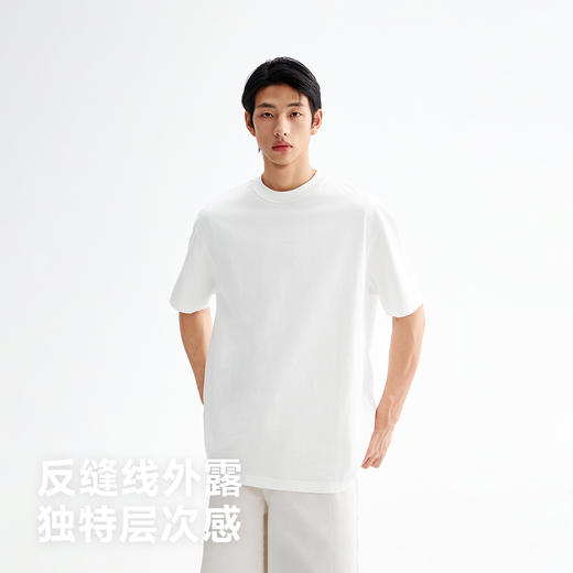 CHINISM赤尘 黑色纯棉短袖T恤男夏季美式重磅五分袖男士休闲半袖 商品图1