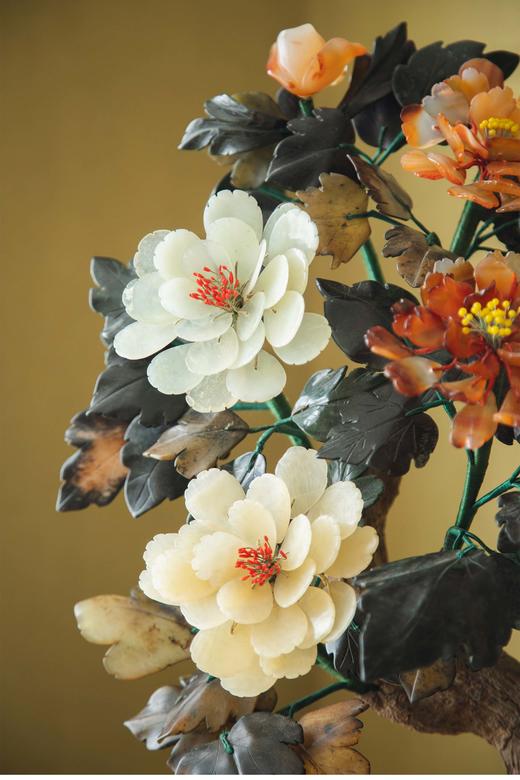 独角鹿西洋古董 20世纪中国创汇时期出品传统花卉纹景泰蓝盆装饰「富贵牡丹」珍宝像生盆景 商品图2