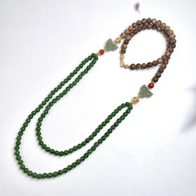 珠光宝气~和田玉项链-圆珠约5mm