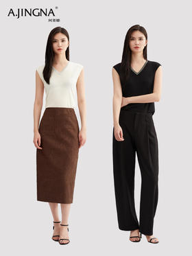 【百搭通勤】阿菁娜气质V领春秋冬的优雅系针织背心F30Q301012