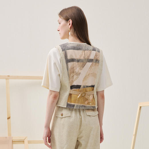 谜底通勤马甲2025冬季新品复古花呢艺术后背拼接马夹女254MM1702 商品图2