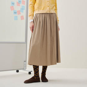 谜底松紧腰半裙2025年冬季新品不规则压褶A型中长裙女士254MB1697