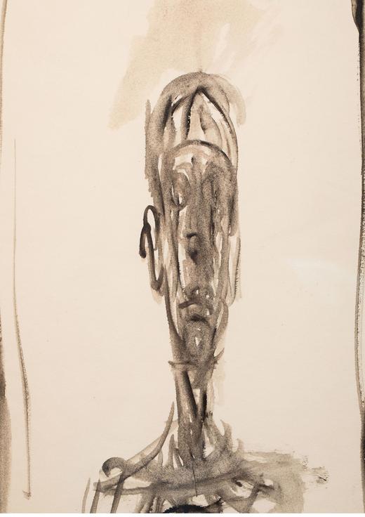 独角鹿西洋古董 瑞士艺术大师阿尔贝托·贾科梅蒂签名创作水粉纸本半身像作品《Portrait de Diego 迭戈肖像》 商品图5