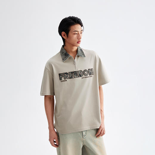 CHINISM赤尘 贴布绣撞色短袖polo衫男2025夏季新款男士休闲t恤 商品图1