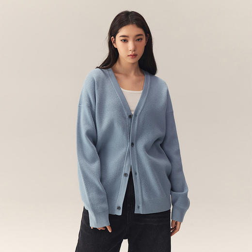 CHINISM赤尘 开衫V领针织衫男秋季简约休闲慵懒感宽松男士毛衣 商品图3