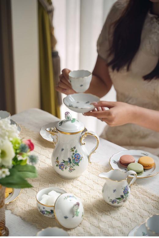 【已售】独角鹿西洋古董 德国著名瓷窑梅森Meissen出品印度岩石花鸟系列主题手绘描金装饰六人下午茶瓷器套件 商品图1