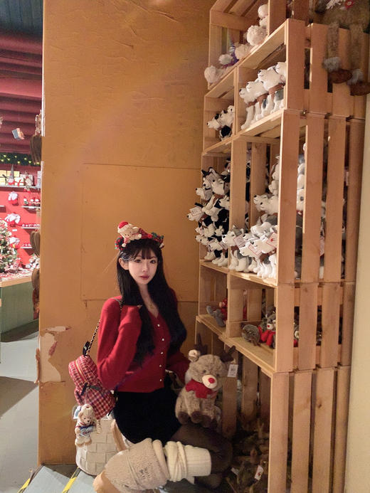 金蘑菇菇  早春开场白 100羊毛珍珠开衫 商品图6