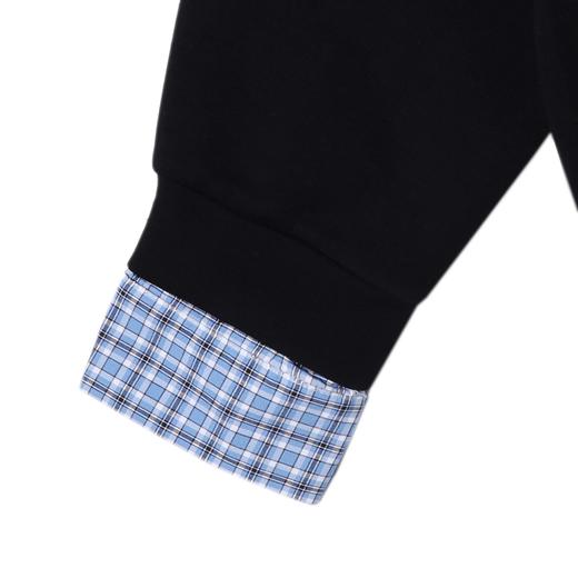 33755SDSA男士秋冬新款痞帅男装潮牌痞帅格子拼接半拉链翻领假两件卫衣 商品图4