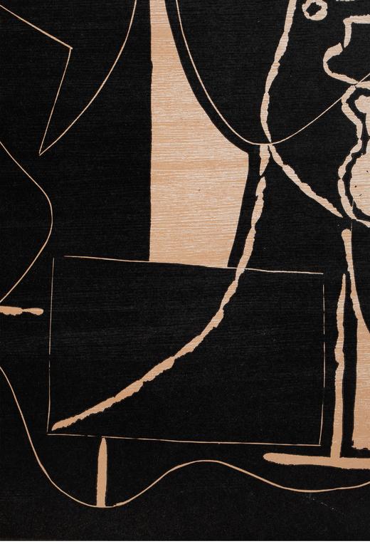 独角鹿西洋古董 1962年西班牙艺术大师签名创作出品限量麻胶版画作品《戴帽子的杰奎琳头像》 商品图5