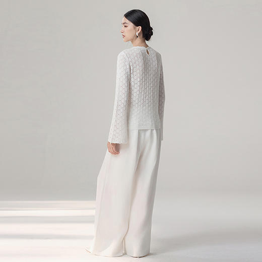 【林栖设计小店】镂空毛织上衣肌理感优雅百搭宽松显瘦2025秋季新款毛衣女G1954170 商品图4
