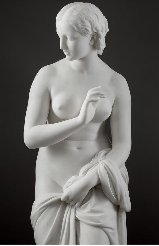 独角鹿西洋古董 1860年代意大利雕塑名家Odoardo FANTACCHIOTTI签名创作卡拉拉大理石雕塑作品《Musidora 穆西多拉》 商品图4