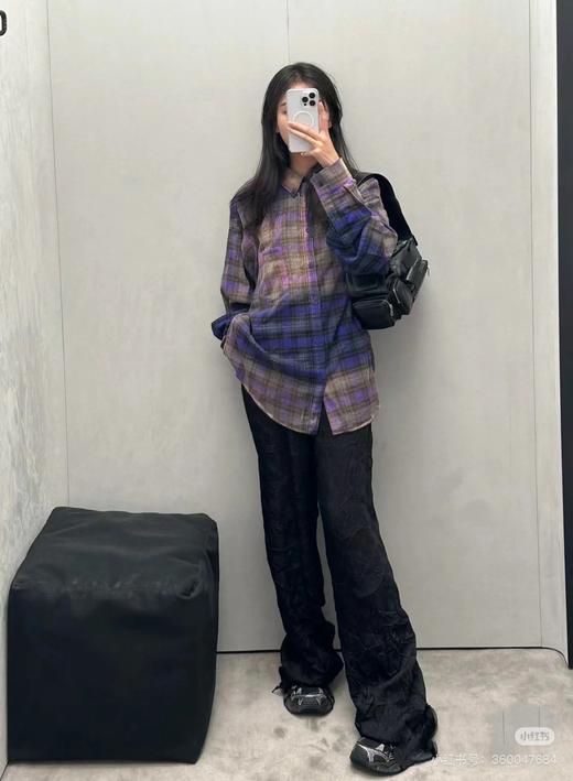 巴家 新款幻紫渐变格纹衬衫(波哥穿M合适,蕾姐L) 商品图14