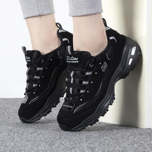 斯凯奇D'LITES系列  女士黑色熊猫鞋 时尚绑带运动鞋 商品图4