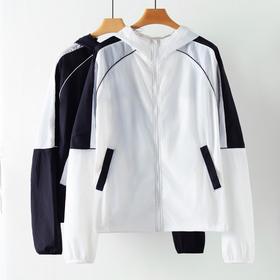 weyo新款女宽松梭织拼接撞色防晒连帽外套880125