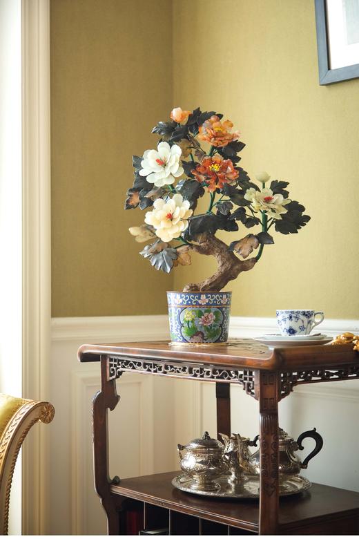 独角鹿西洋古董 20世纪中国创汇时期出品传统花卉纹景泰蓝盆装饰「富贵牡丹」珍宝像生盆景 商品图1