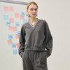 谜底V领卫衣长袖2025冬季新品亲肤舒适H型挺括撞色领女254MV1629 商品缩略图1