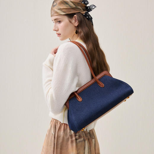 谜底法棍包2025冬新品复古风红棕皮大容量包包单肩包女254MQ1955 商品图1